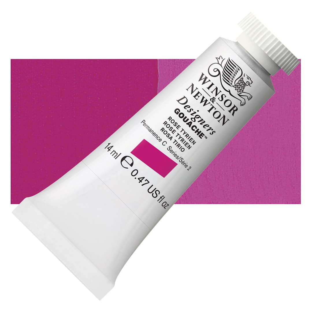 Open in modal - Winsor & Newton Designers Gouache - Rose Tyrien, 14 ml tube and swatch