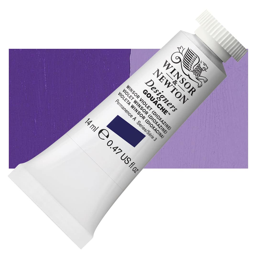 Open in modal - Winsor & Newton Designers Gouache - Winsor Violet, 14 ml tube and swatch