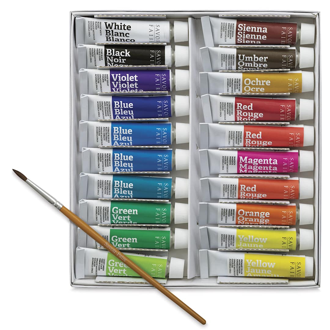 Open in modal - Savoir Faire Opaque Watercolor Gouache - Set of 20 Colors, 10 ml tubes