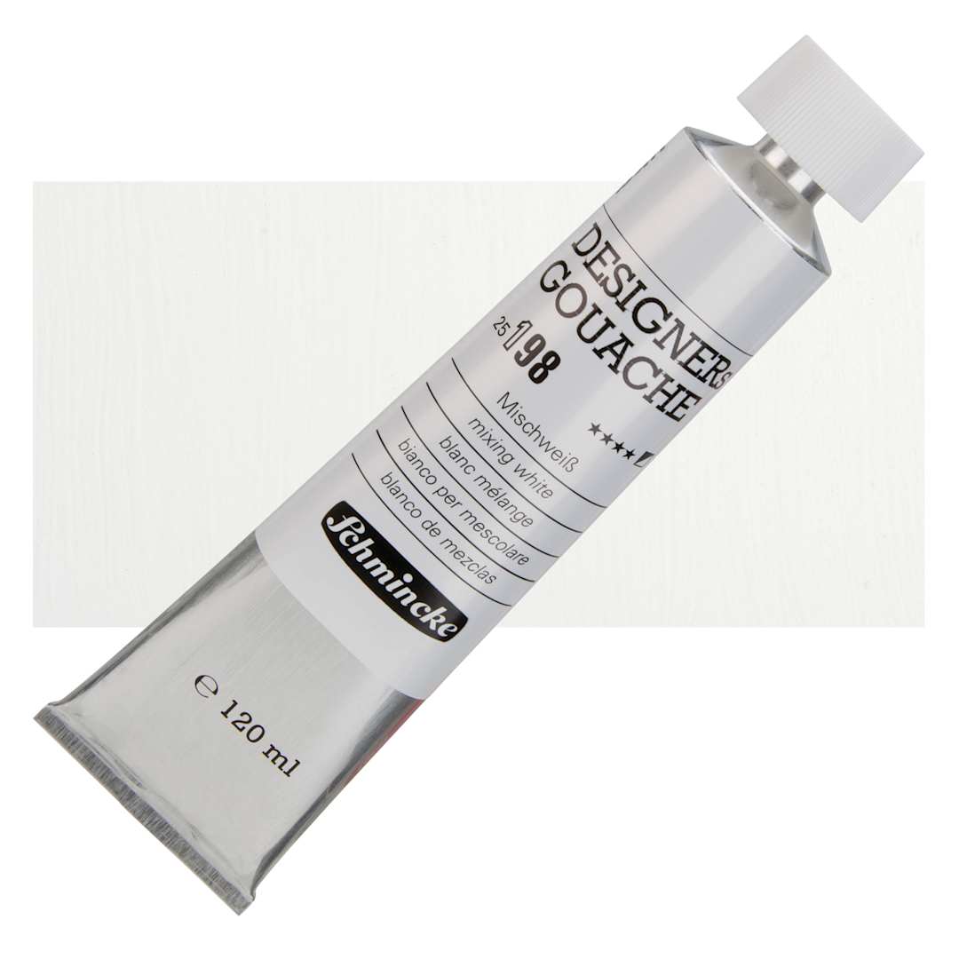 Open in modal - Schmincke Designers Gouache - Mixing White, 120 ml Tube and swatch