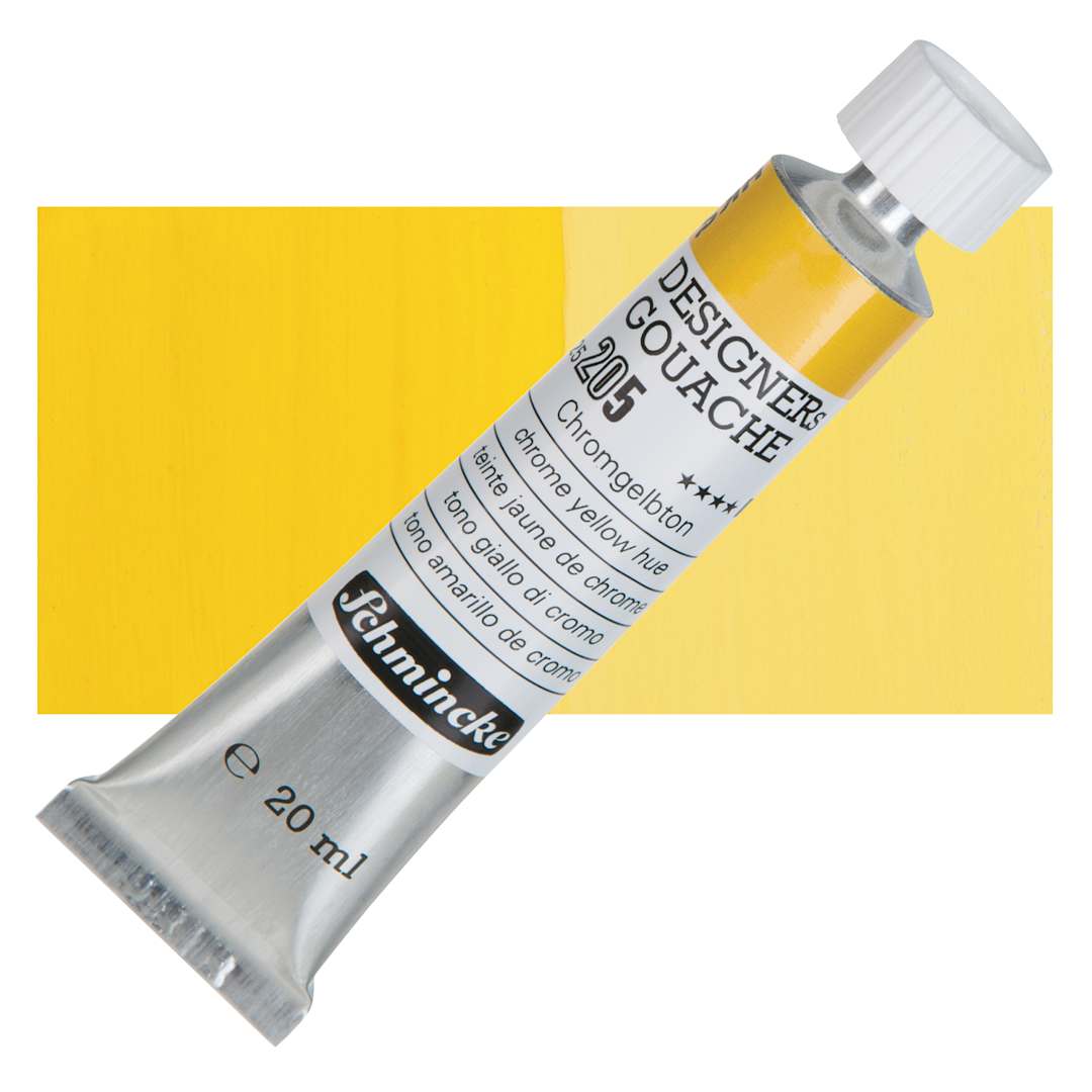 Open in modal - Schmincke Designers Gouache - Chrome Yellow Hue, 20 ml Tube and swatch