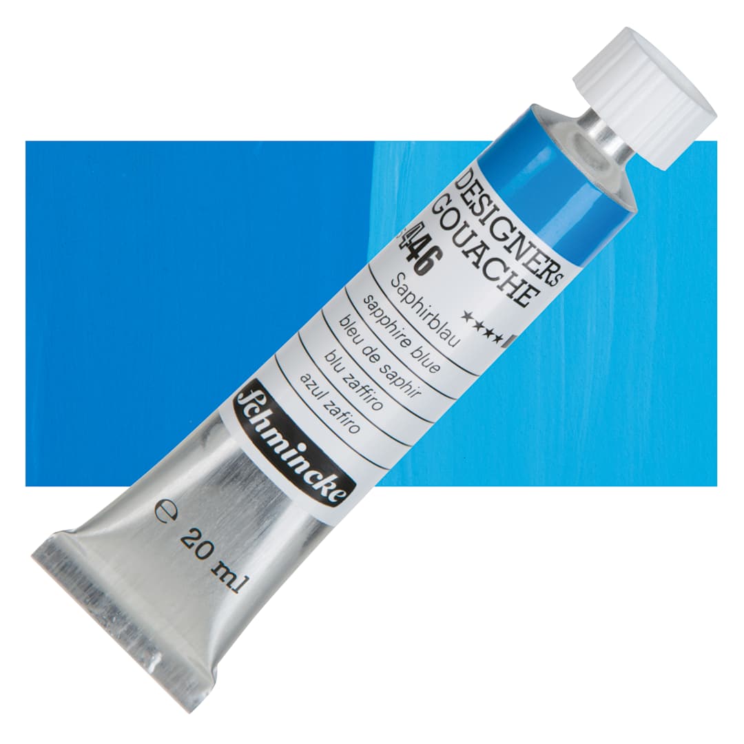 Open in modal - Schmincke Designers Gouache - Sapphire Blue, 20 ml Tube and swatch