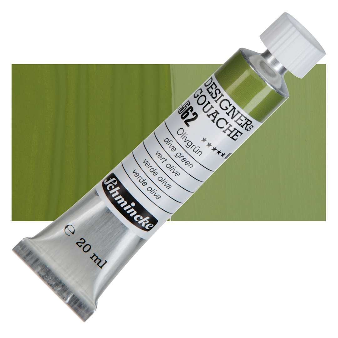 Open in modal - Schmincke Designers Gouache - Olive Green, 20 ml Tube and swatch