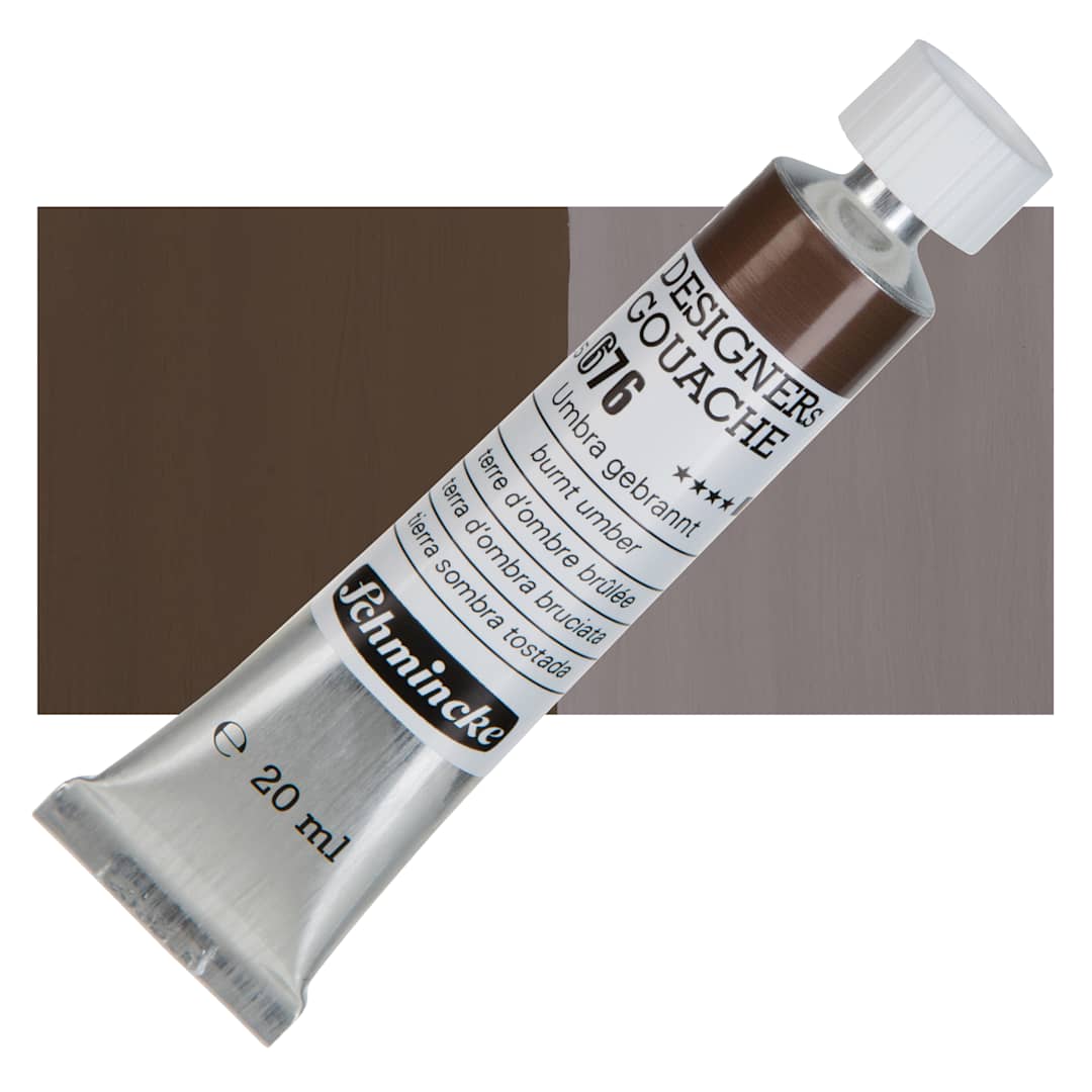 Open in modal - Schmincke Designers Gouache - Burnt Umber, 20 ml Tube and swatch