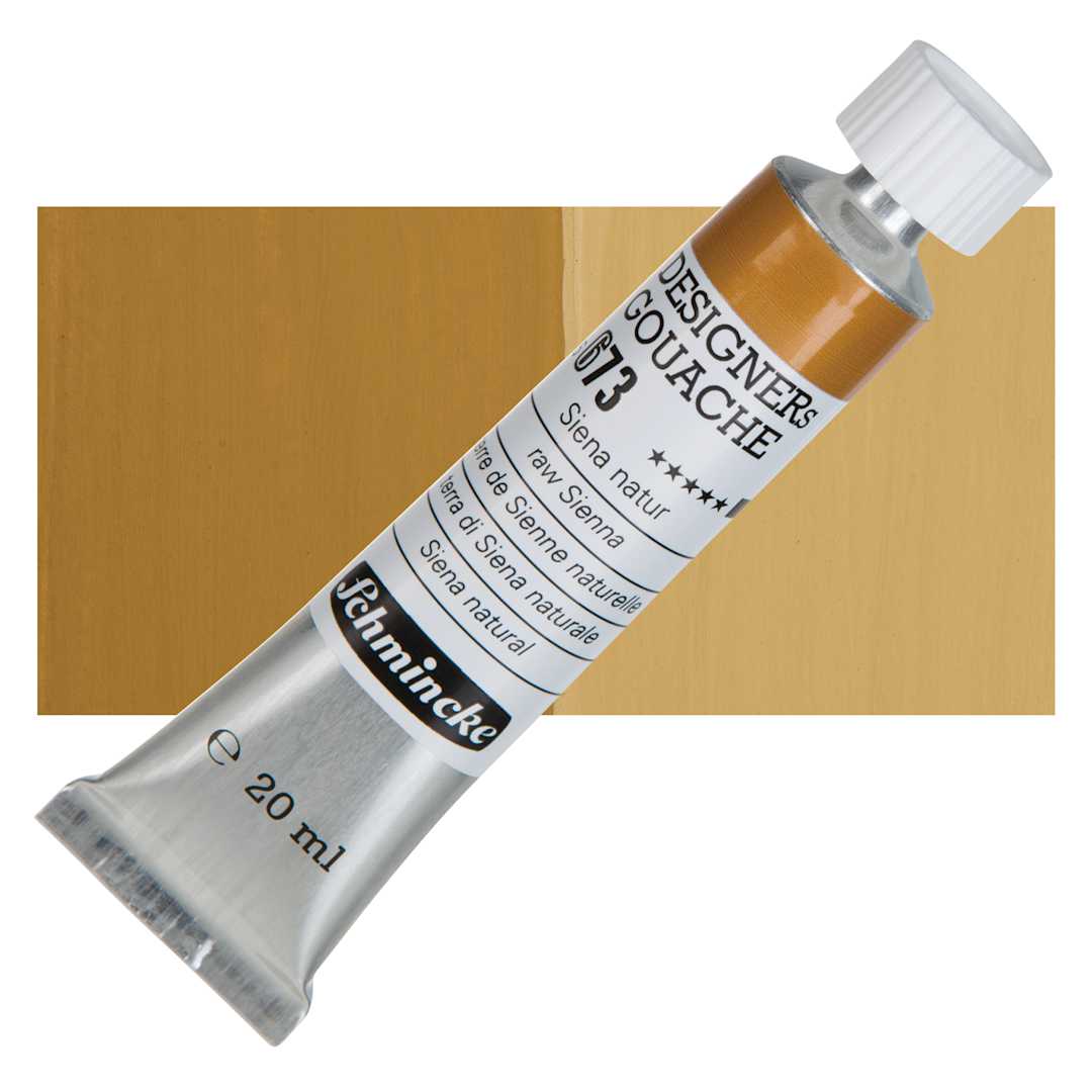 Open in modal - Schmincke Designers Gouache - Raw Sienna, 20 ml Tube and swatch