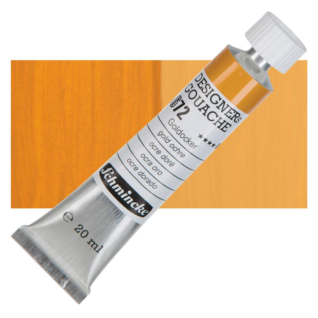 Open in modal - Schmincke Designers Gouache - Gold Ochre, 20 ml Tube and swatch