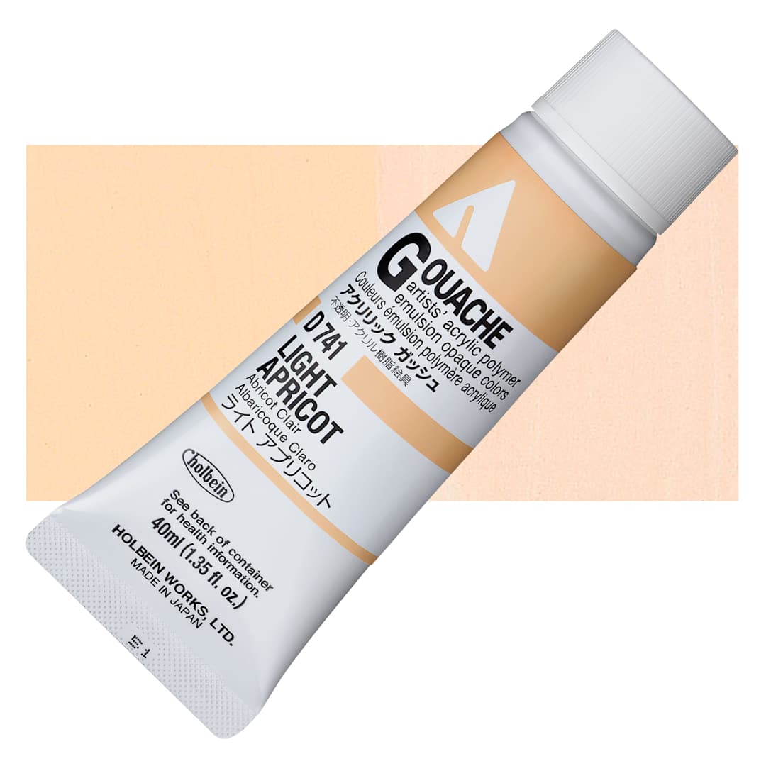Open in modal - Holbein Acrylic Gouache - Light Apricot, 40 ml tube and swatch