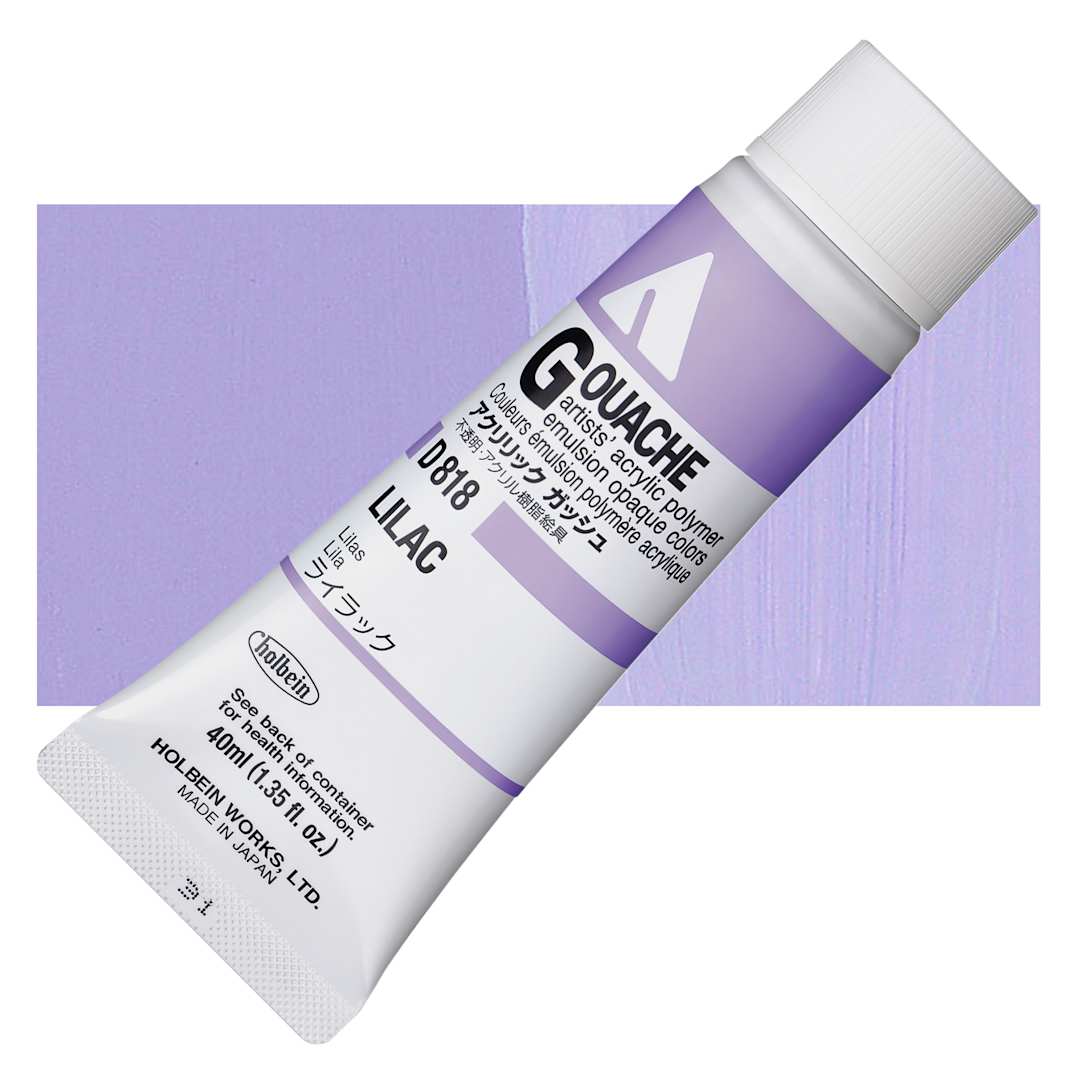 Open in modal - Holbein Acrylic Gouache - Lilac, 40 ml tube and swatch