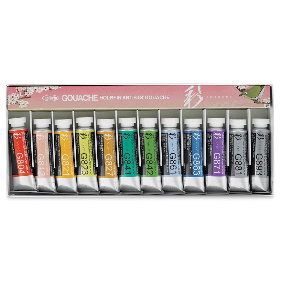 Open in modal - Holbein Irodori Artist Gouache - Spring, Set of 12, 15 ml, Tubes