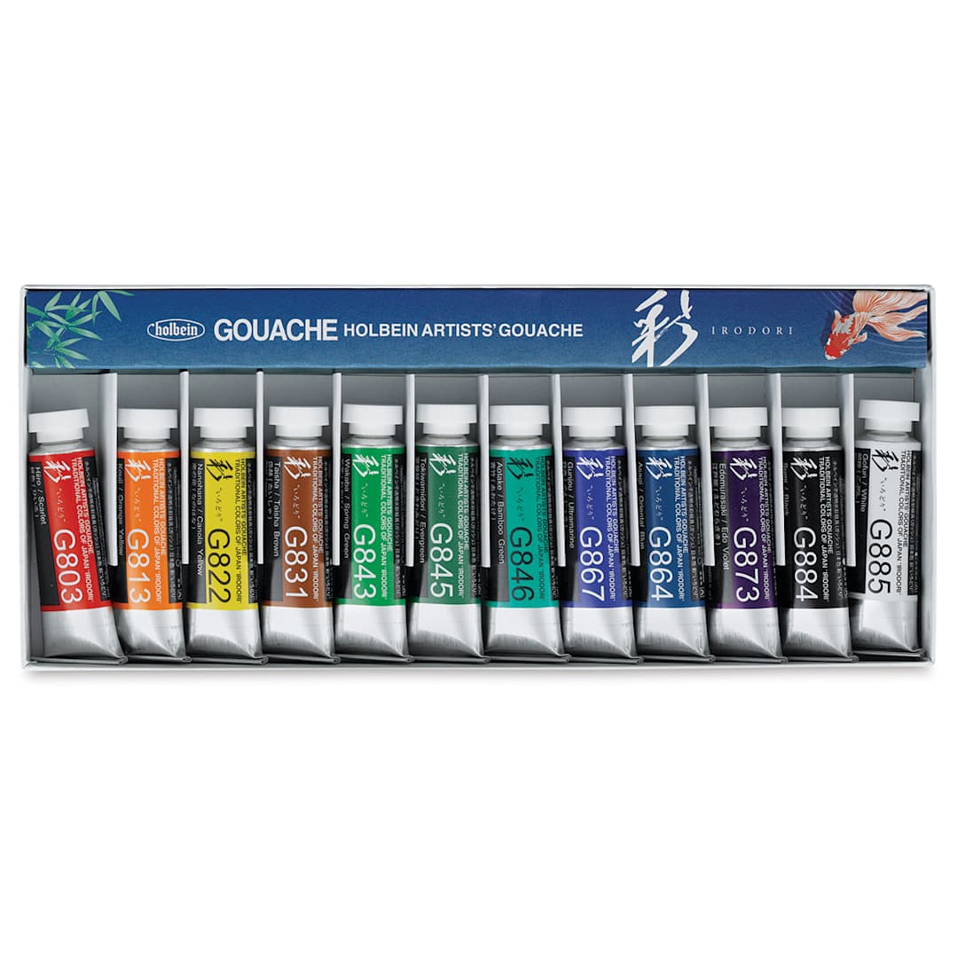 Open in modal - Holbein Irodori Artist Gouache - Summer, Set of 12, 15 ml Tubes
