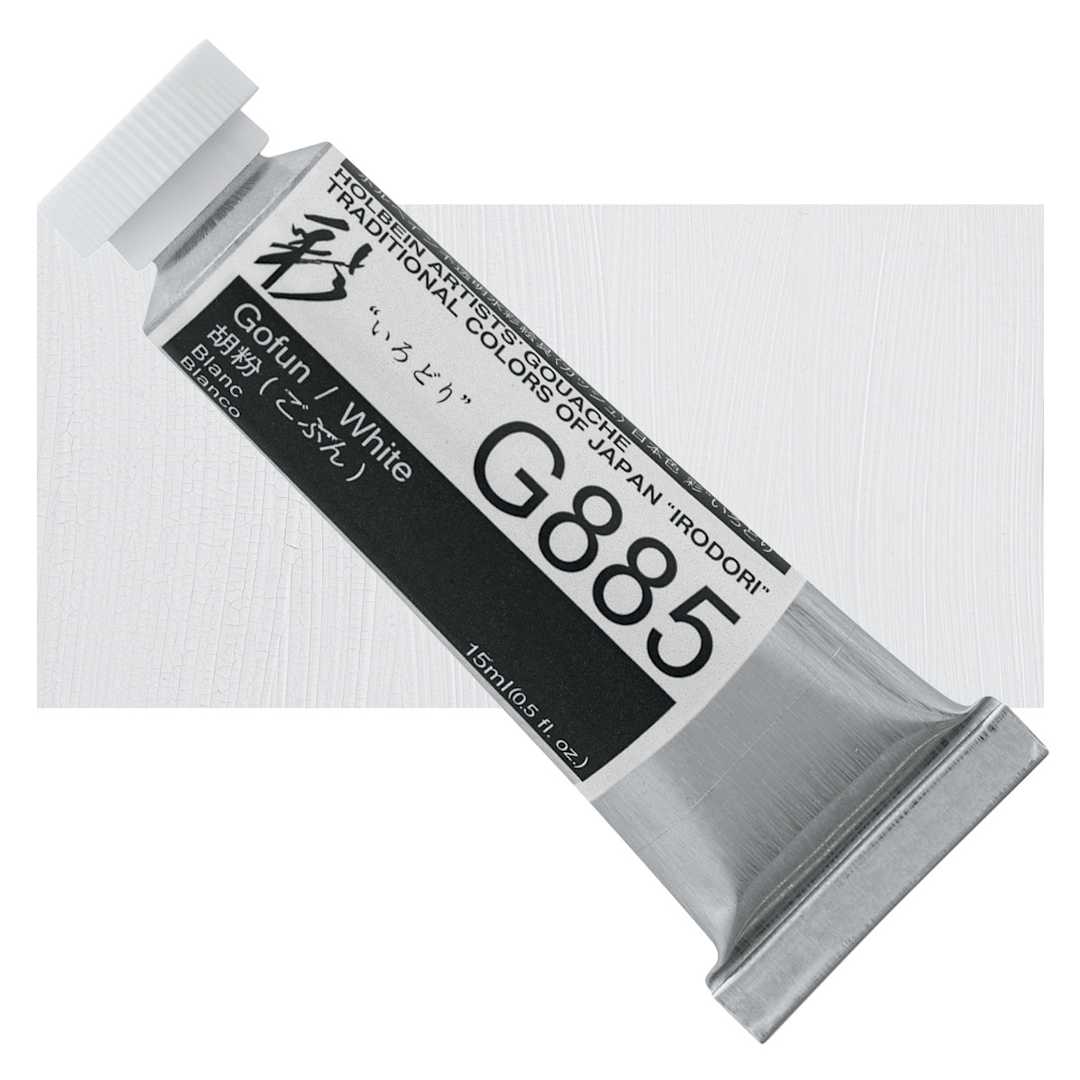 Open in modal - Holbein Irodori Artist Gouache - White, 15 ml, Tube and swatch