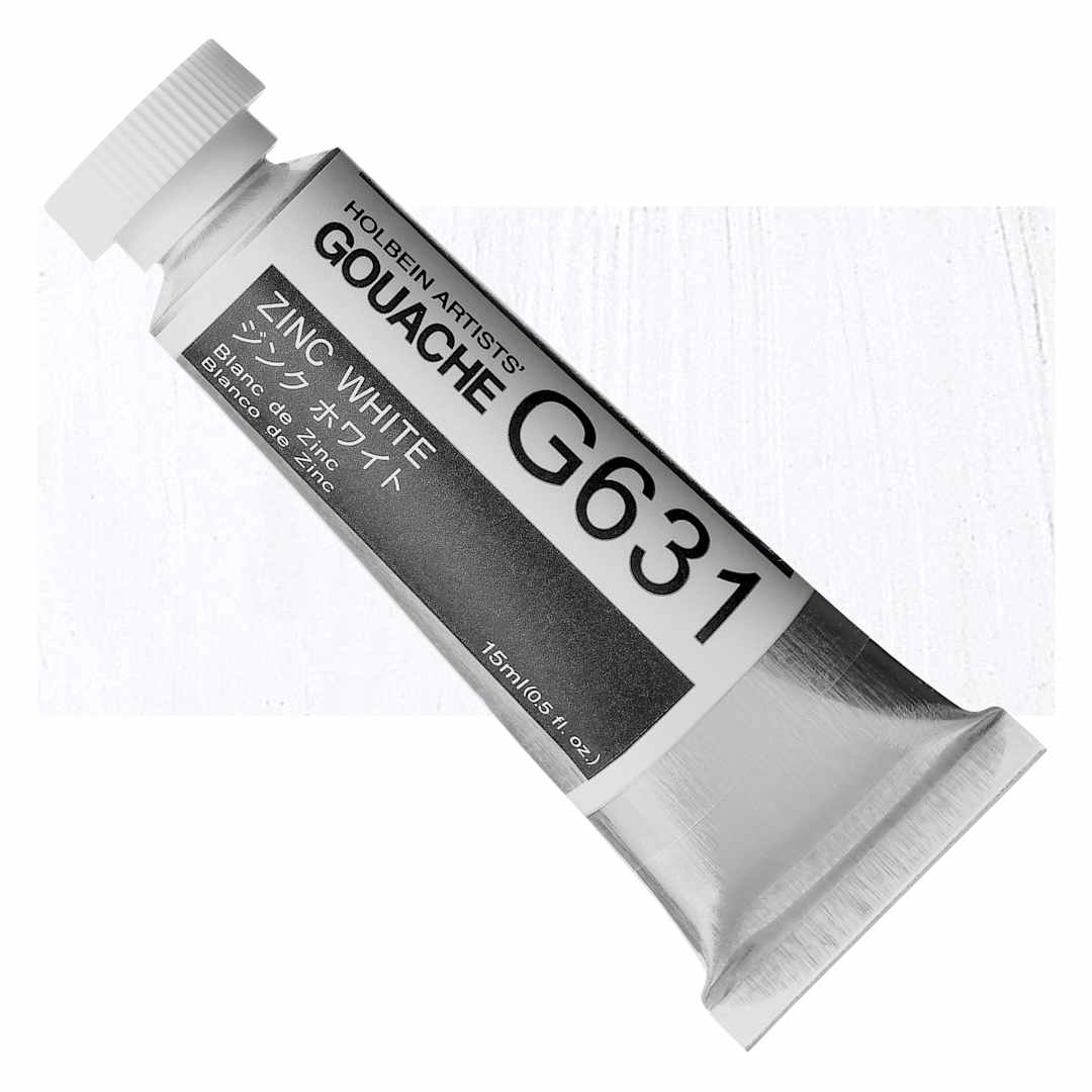 Open in modal - Holbein Artists' Gouache - Zinc White, 15 ml tube and swatch