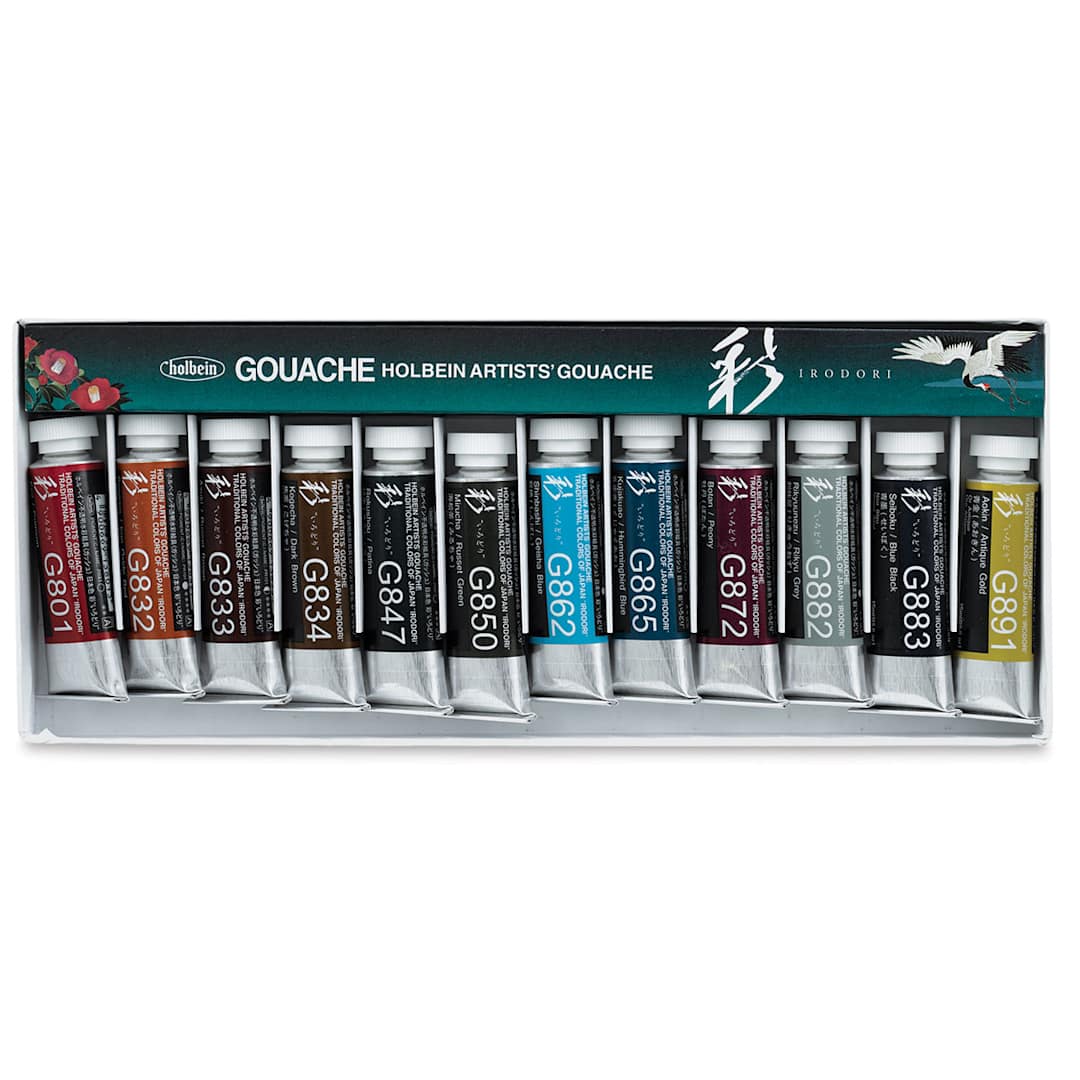Open in modal - Holbein Irodori Artist Gouache - Winter, Set of 12, 15 ml, Tubes