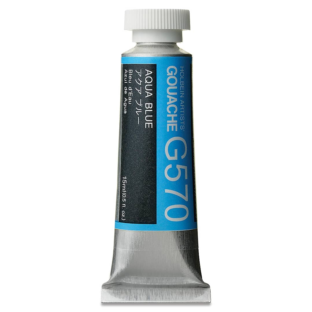 Open in modal - Holbein Artists' Gouache - Aqua Blue, 15 ml, Tube