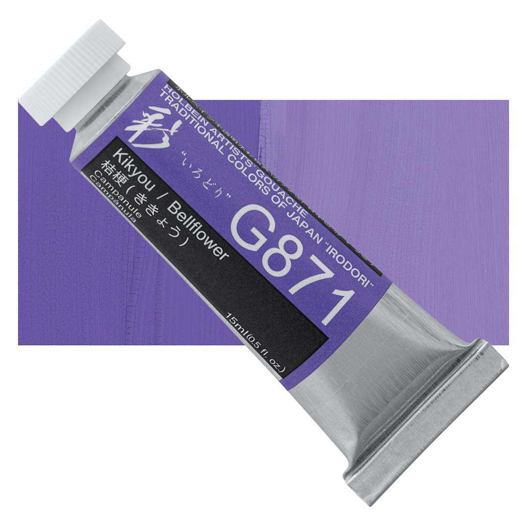 Open in modal - Holbein Irodori Artist Gouache - Bellflower, 15 ml, Tube and swatch