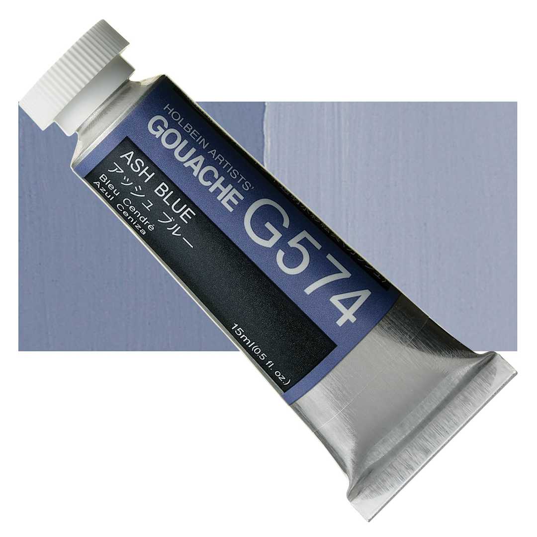 Open in modal - Holbein Artists' Gouache - Ash Blue, 15 ml tube and swatch
