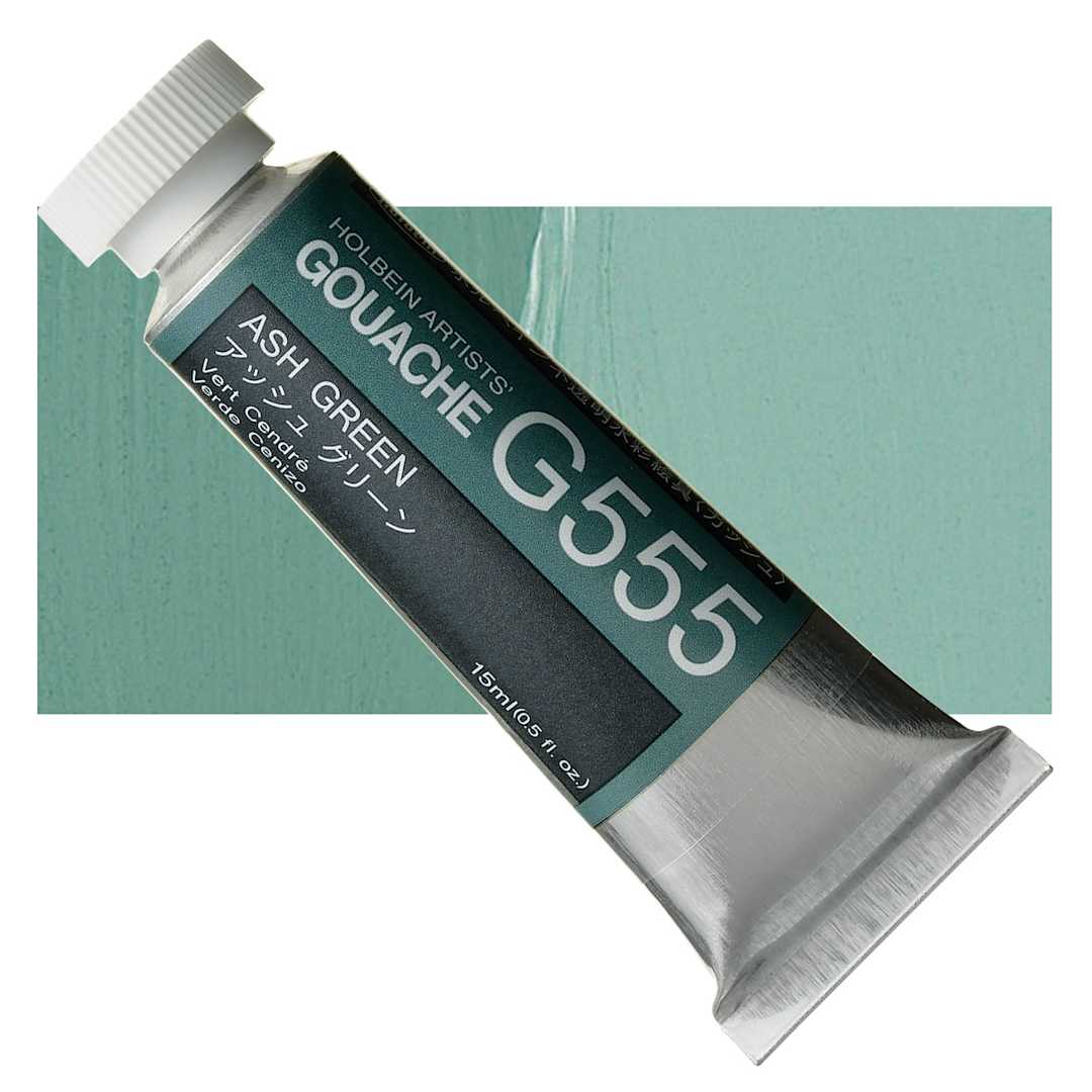 Open in modal - Holbein Artists' Gouache - Ash Green, 15 ml tube and swatch