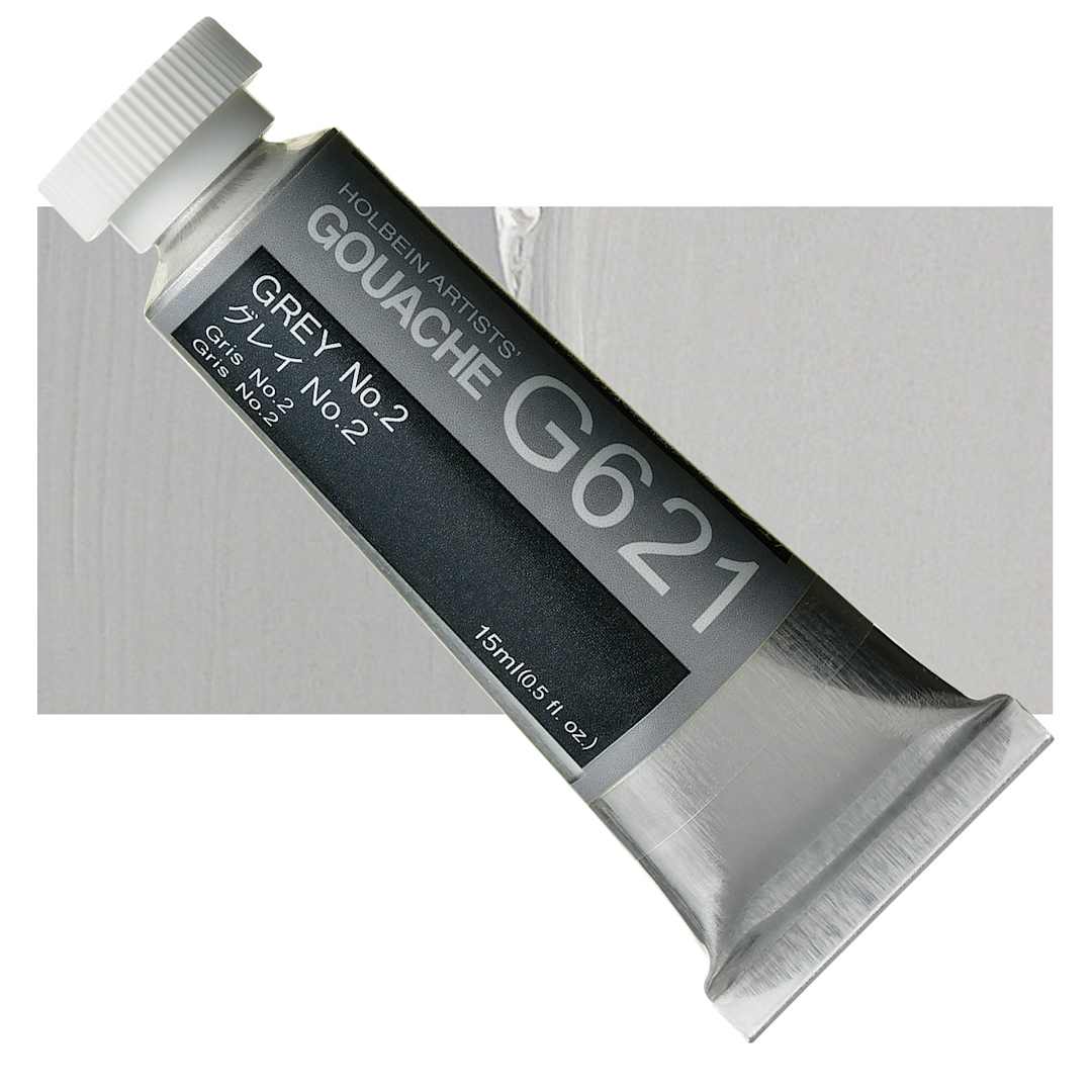 Open in modal - Holbein Artists' Gouache - Gray 2, 15 ml tube and swatch