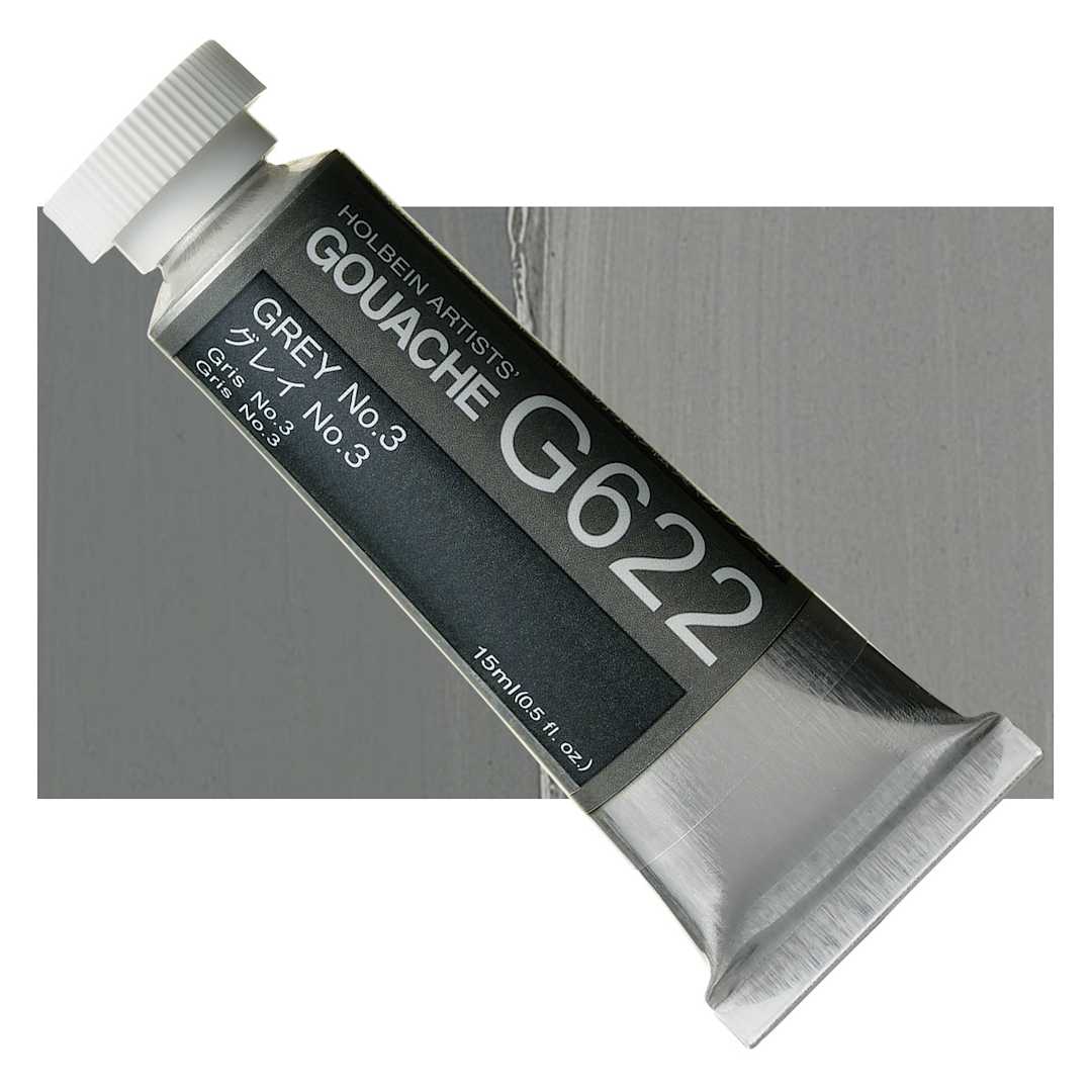 Open in modal - Holbein Artists' Gouache - Gray 3, 15 ml tube and swatch