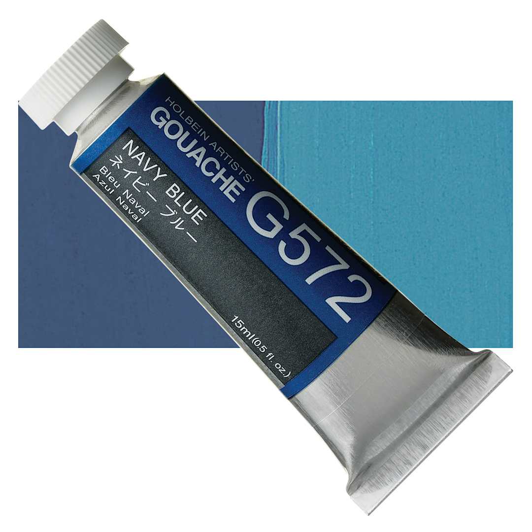 Open in modal - Holbein Artists' Gouache - Navy Blue, 15 ml tube and swatch