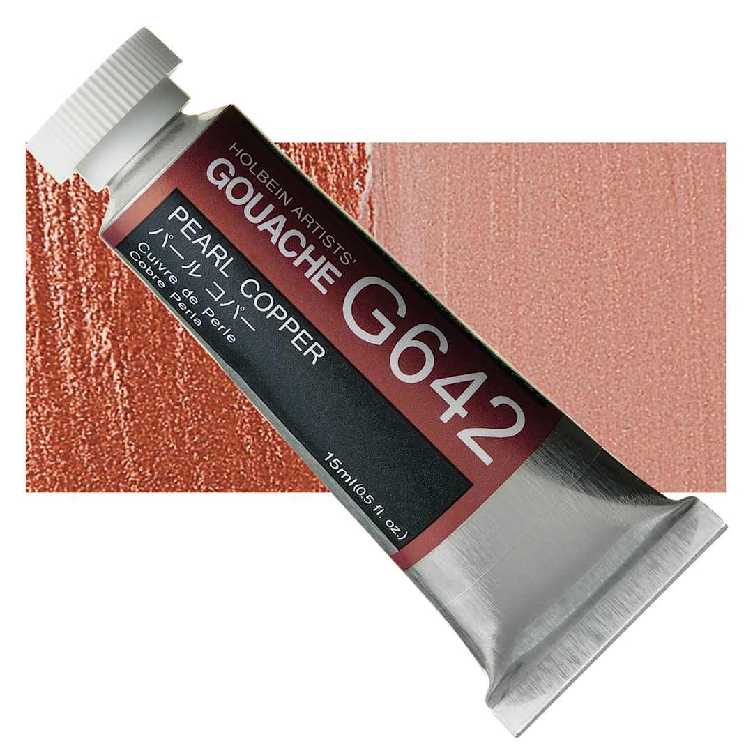 Open in modal - Holbein Artists' Gouache - Pearl Copper, 15 ml tube and swatch