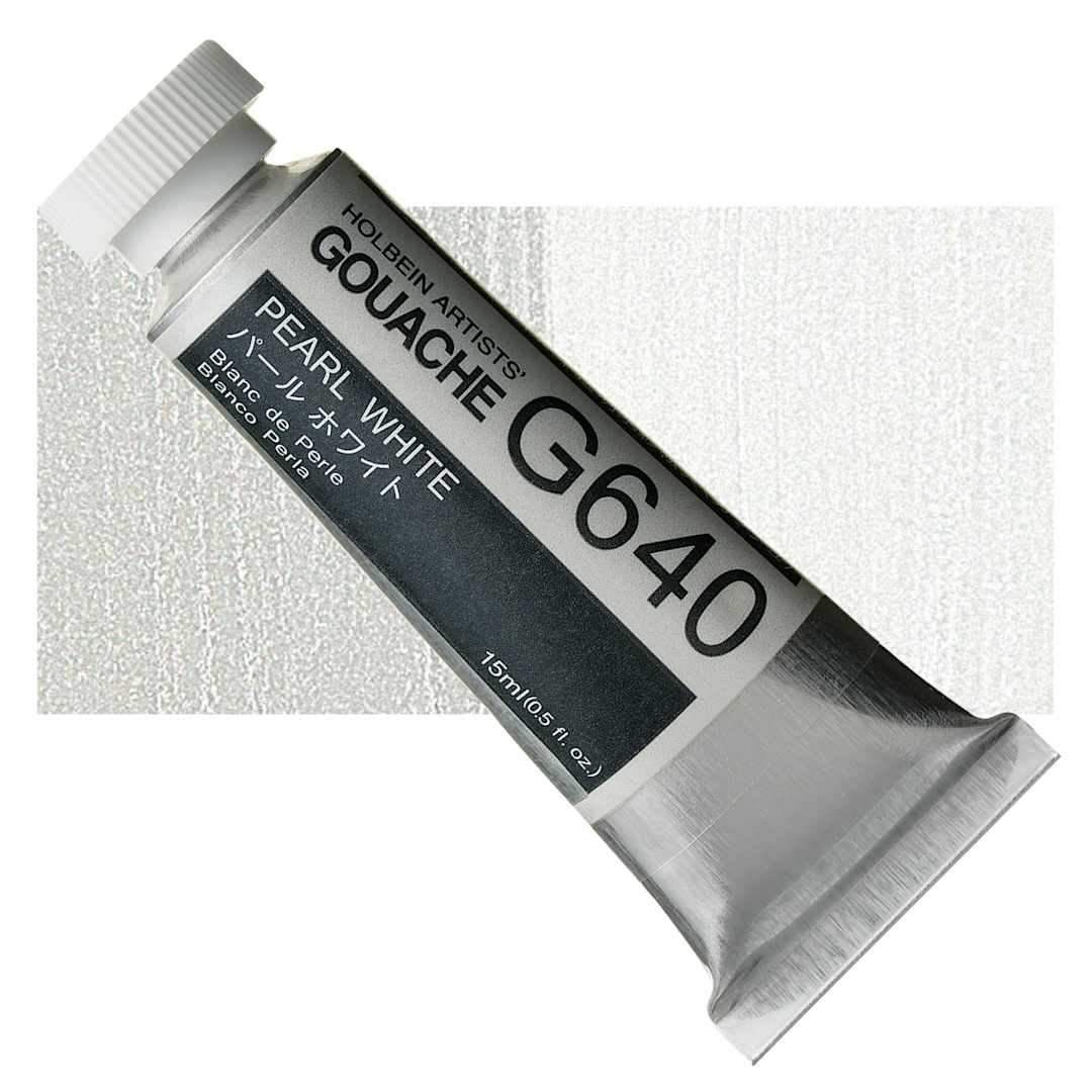 Open in modal - Holbein Artists' Gouache - Pearl White, 15 ml tube and swatch