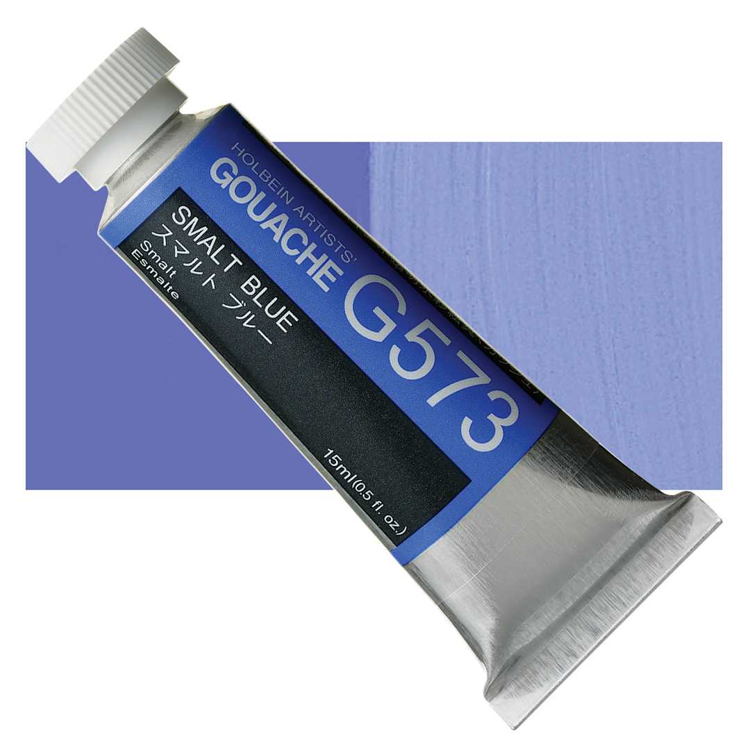 Open in modal - Holbein Artists' Gouache - Smalt Blue, 15 ml tube and swatch
