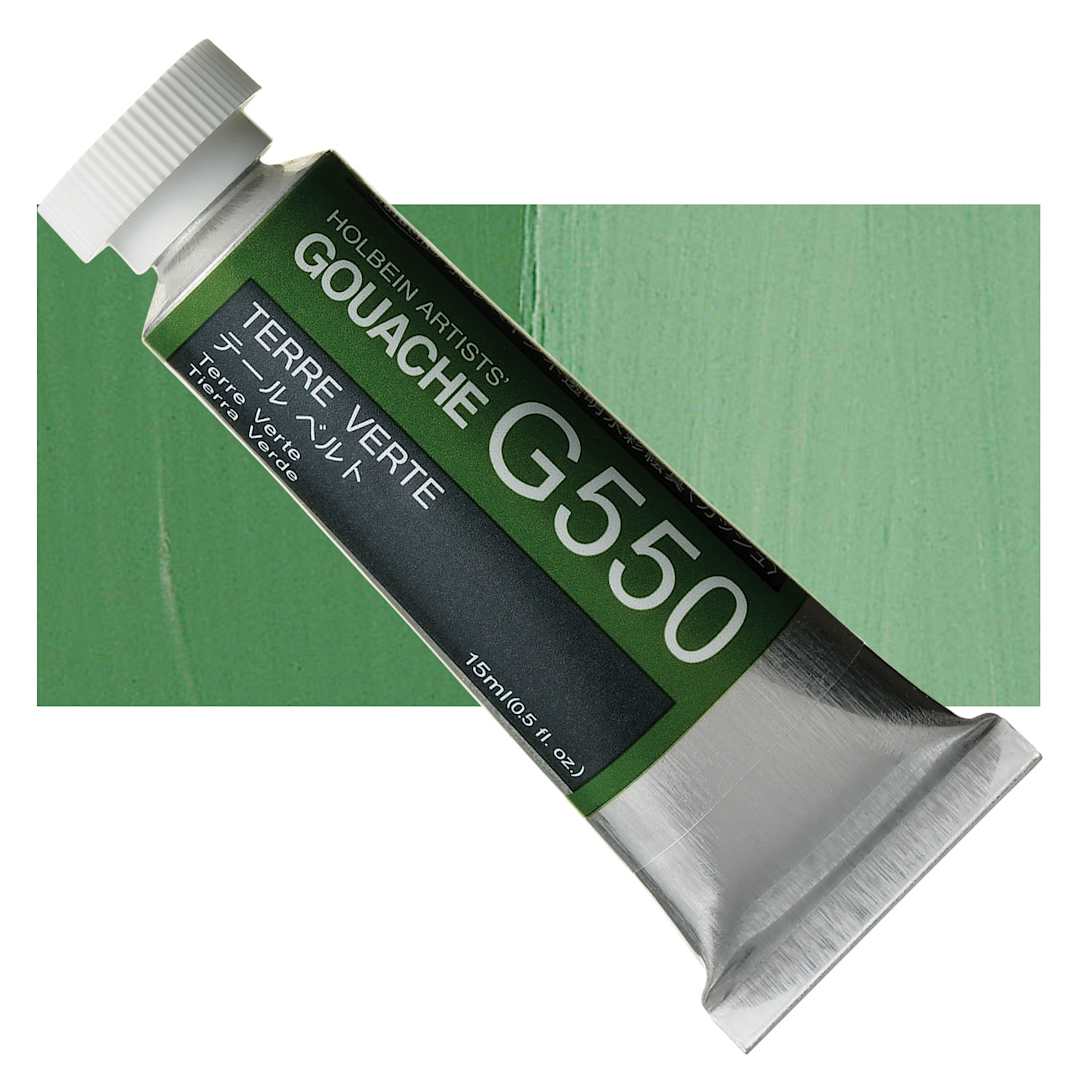 Open in modal - Holbein Artists' Gouache - Terre Verte, 15 ml tube and swatch