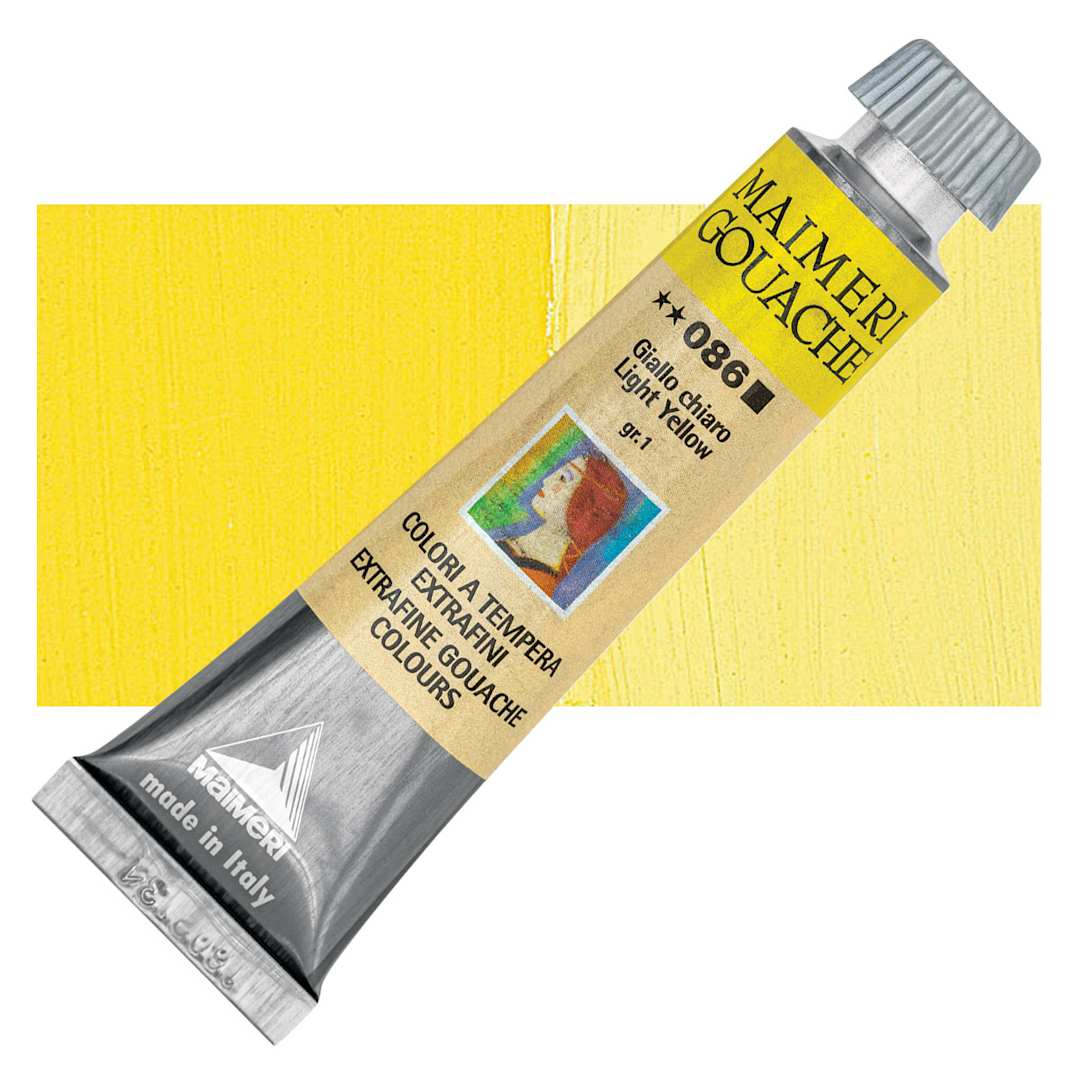 Open in modal - Maimeri Artist Gouache - Light Yellow, 20 ml tube and swatch
