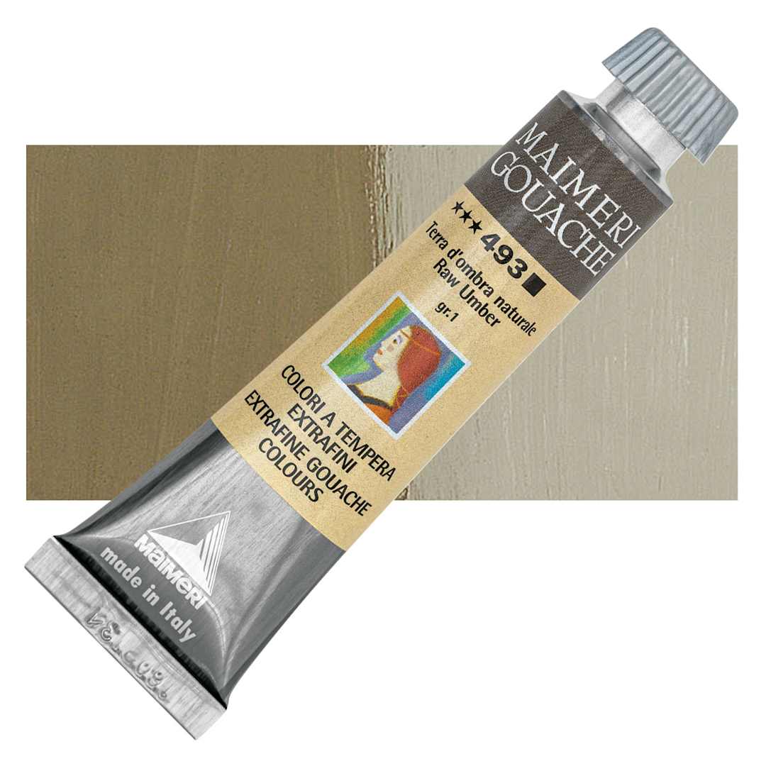Open in modal - Maimeri Artist Gouache - Raw Umber, 20 ml tube and swatch