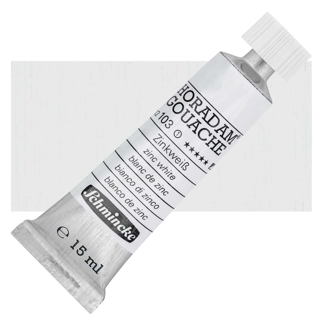 Open in modal - Schmincke Horadam Artist Gouache - Zinc White, 15 ml tube and swatch