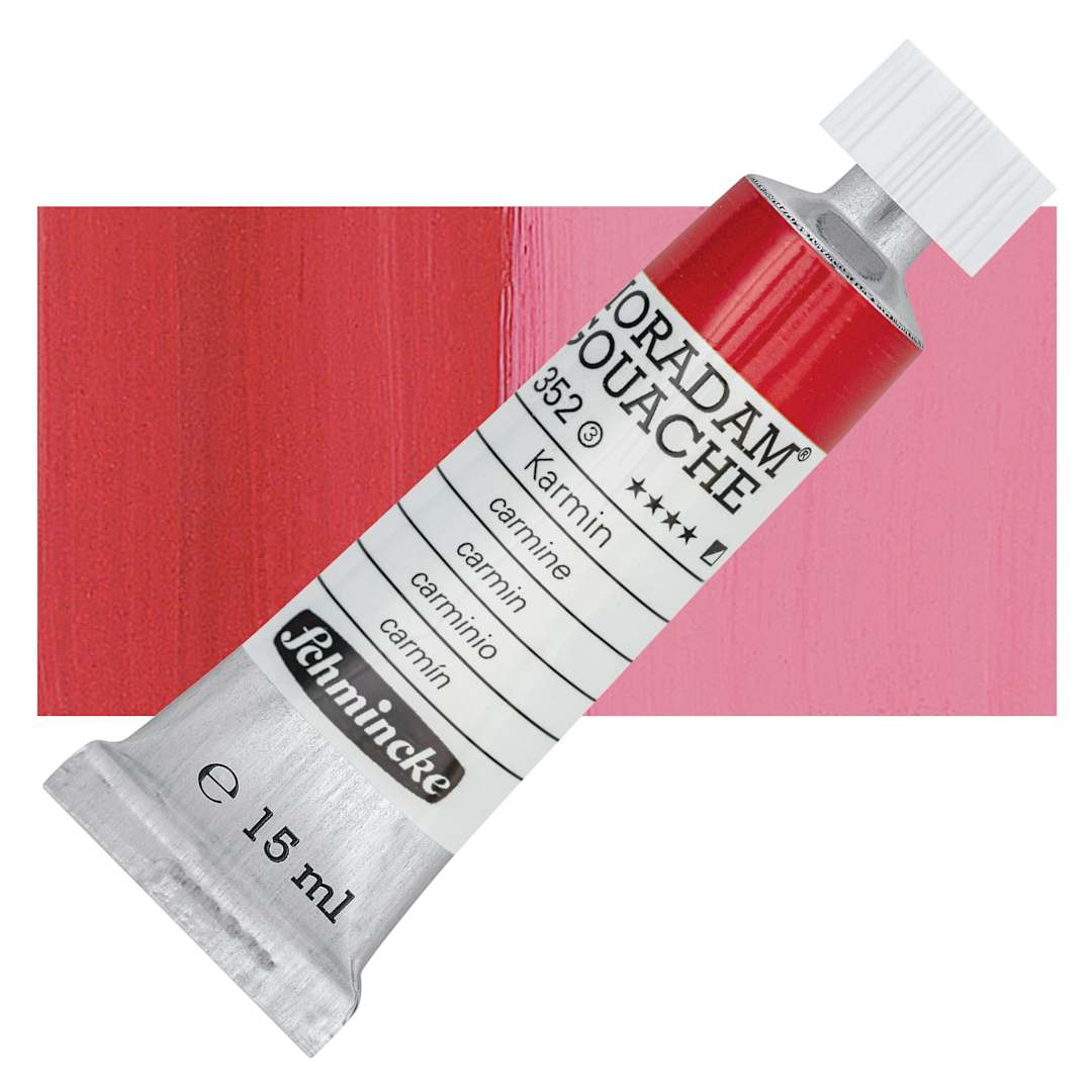 Open in modal - Schmincke Horadam Artist Gouache - Carmine, 15 ml tube and swatch