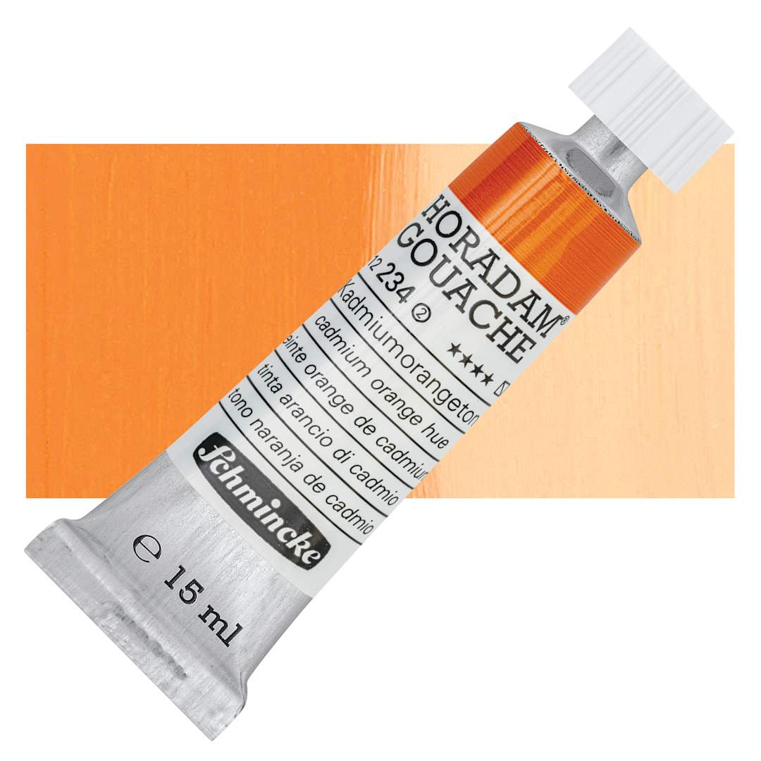 Open in modal - Schmincke Horadam Artist Gouache - Cadmium Orange Tone, 15 ml tube and swatch