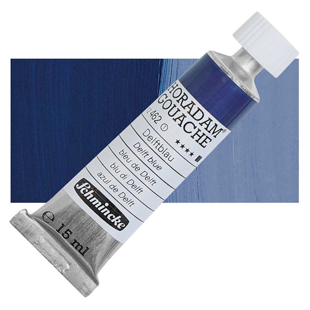 Open in modal - Schmincke Horadam Artist Gouache - Delft Blue, 15 ml tube and swatch