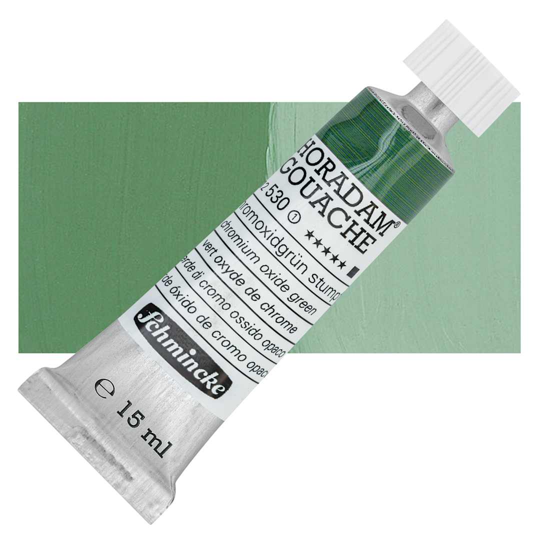 Open in modal - Schmincke Horadam Artist Gouache - Chromium Oxide Green, 15 ml tube and swatch