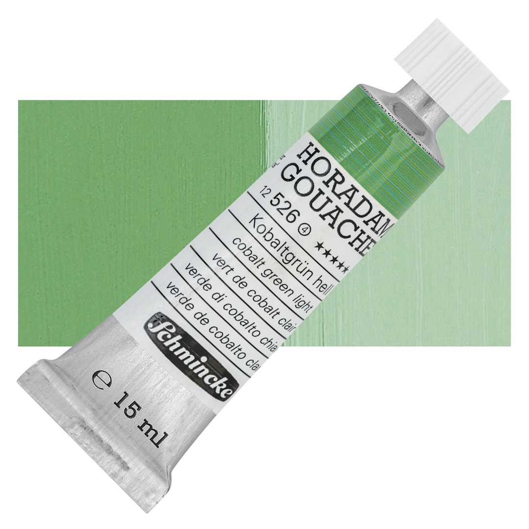 Open in modal - Schmincke Horadam Artist Gouache - Cobalt Green Light, 15 ml tube and swatch