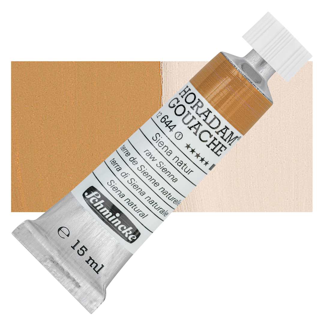 Open in modal - Schmincke Horadam Artist Gouache - Raw Sienna, 15 ml tube and swatch