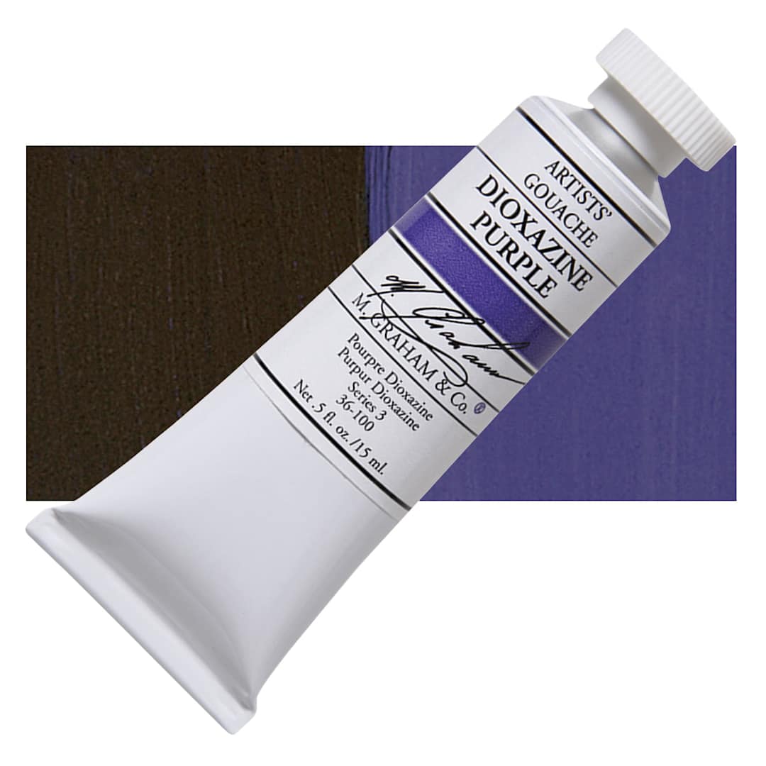 Open in modal - M. Graham Artists' Gouache - Dioxazine Purple, 15 ml tube and swatch