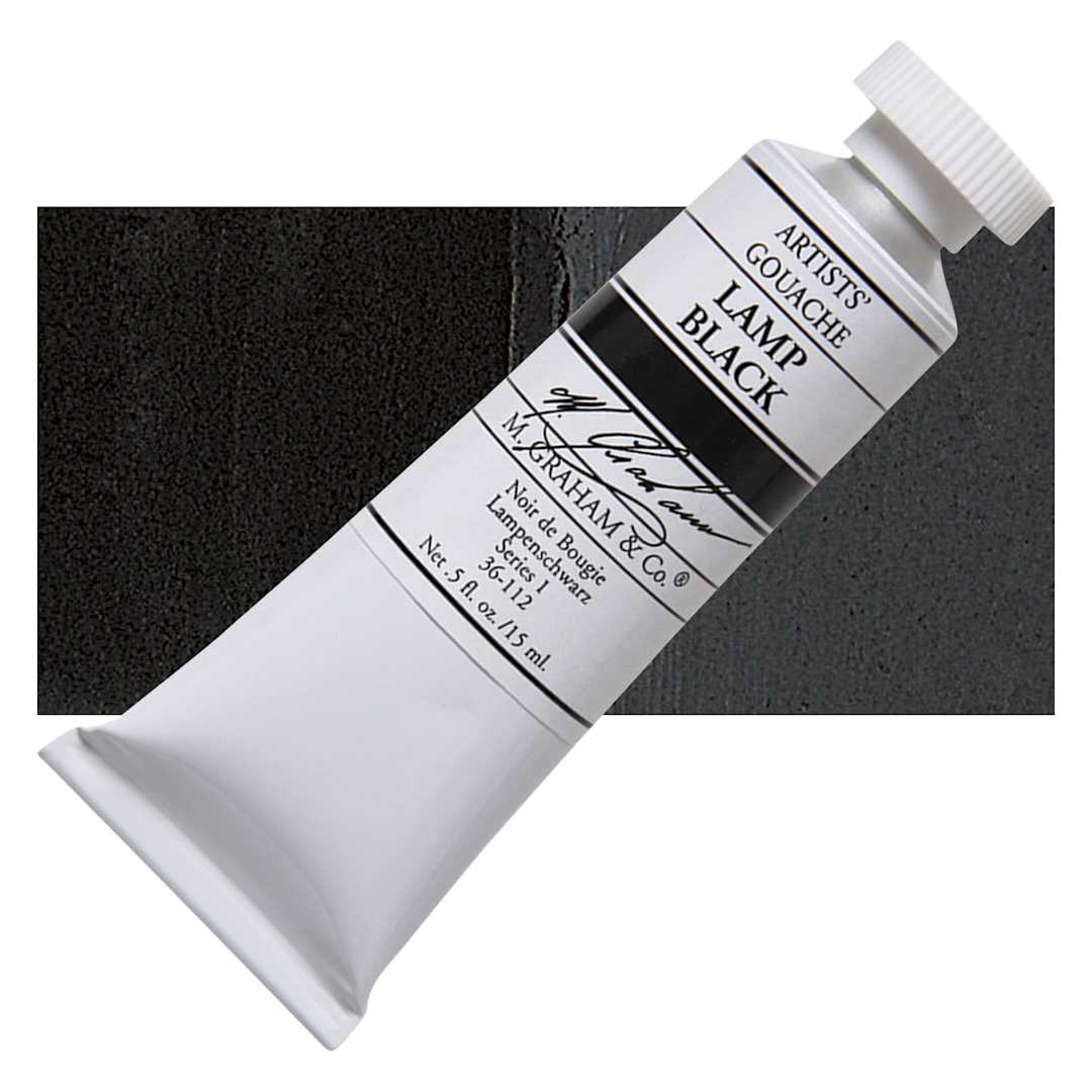 Open in modal - M. Graham Artists' Gouache - Lamp Black, 15 ml tube and swatch