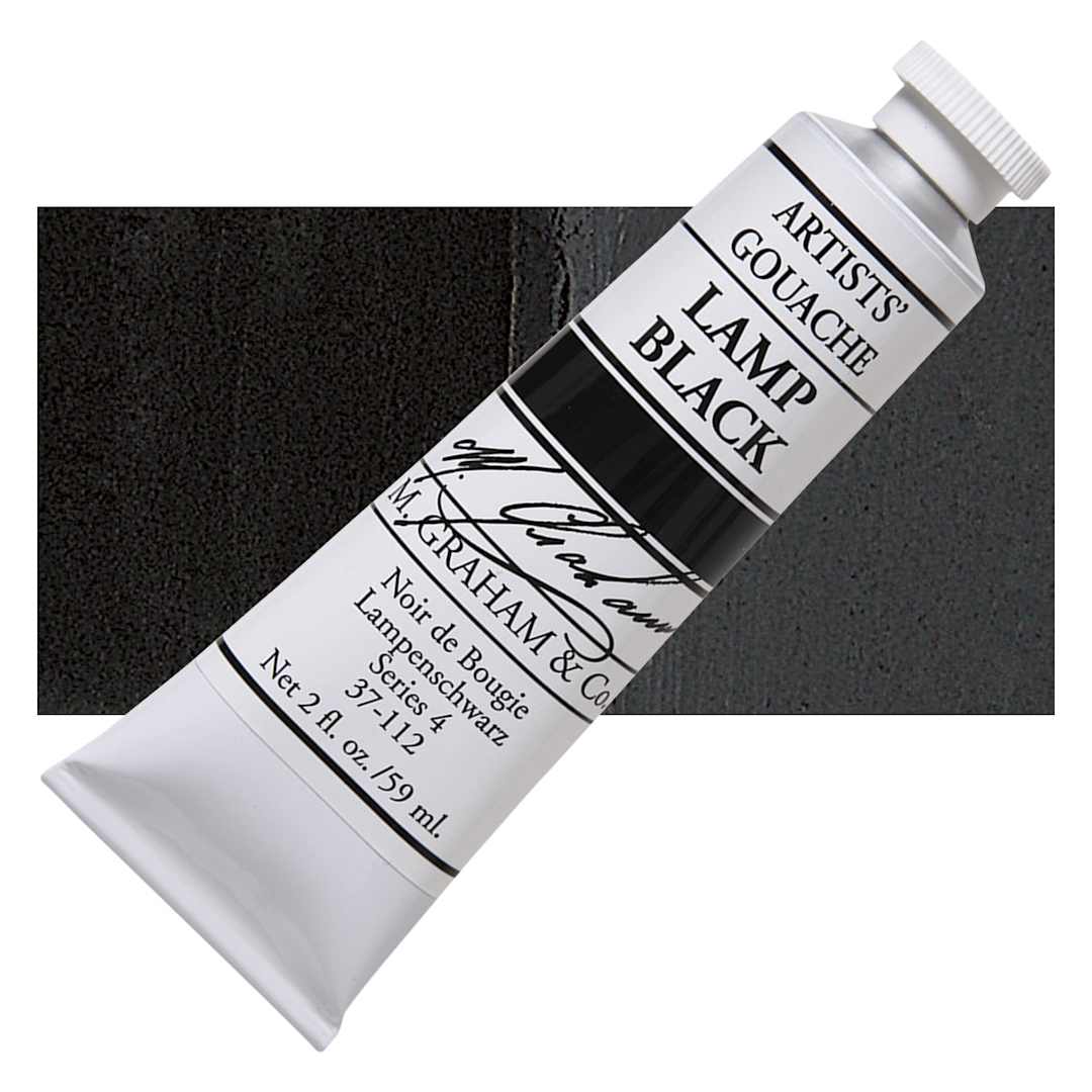 Open in modal - M. Graham Artists' Gouache - Lamp Black, 59 ml tube and swatch