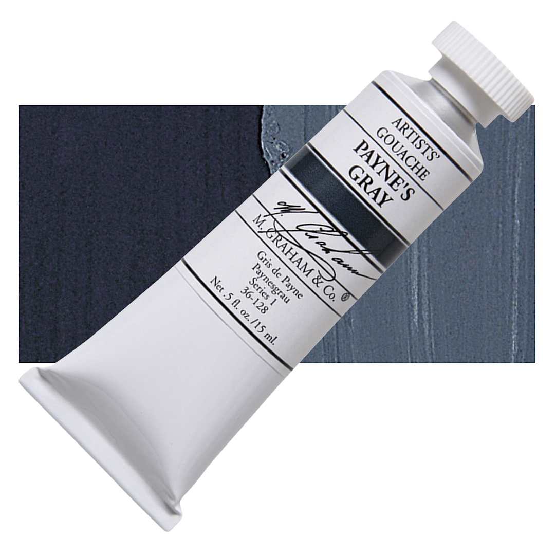 Open in modal - M. Graham Artists' Gouache - Paynes Gray, 15 ml tube and swatch