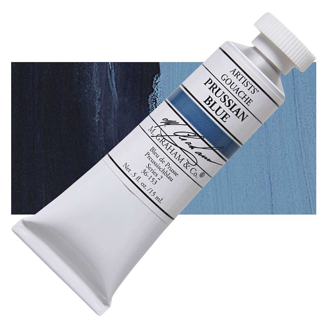 Open in modal - M. Graham Artists' Gouache - Prussian Blue, 15 ml tube and swatch