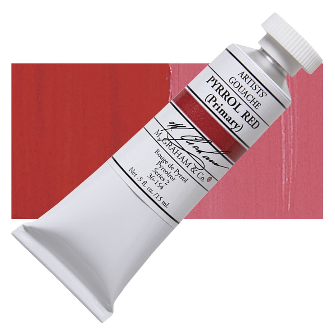 Open in modal - M. Graham Artists' Gouache - Pyrrol Red, 15 ml tube and swatch