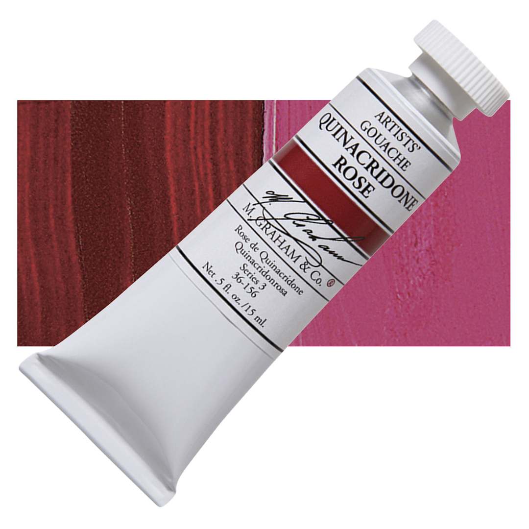 Open in modal - M. Graham Artists' Gouache - Quinacridone Rose, 15 ml tube and swatch