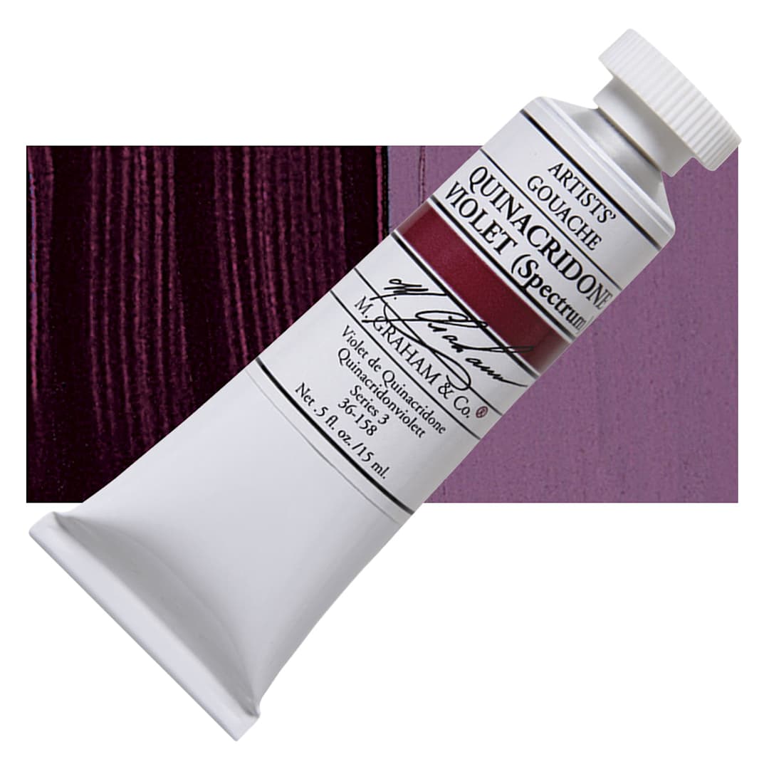 Open in modal - M. Graham Artists' Gouache - Quinacridone Violet, 15 ml tube and swatch