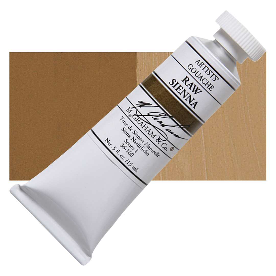 Open in modal - M. Graham Artists' Gouache - Raw Sienna, 15 ml tube and swatch