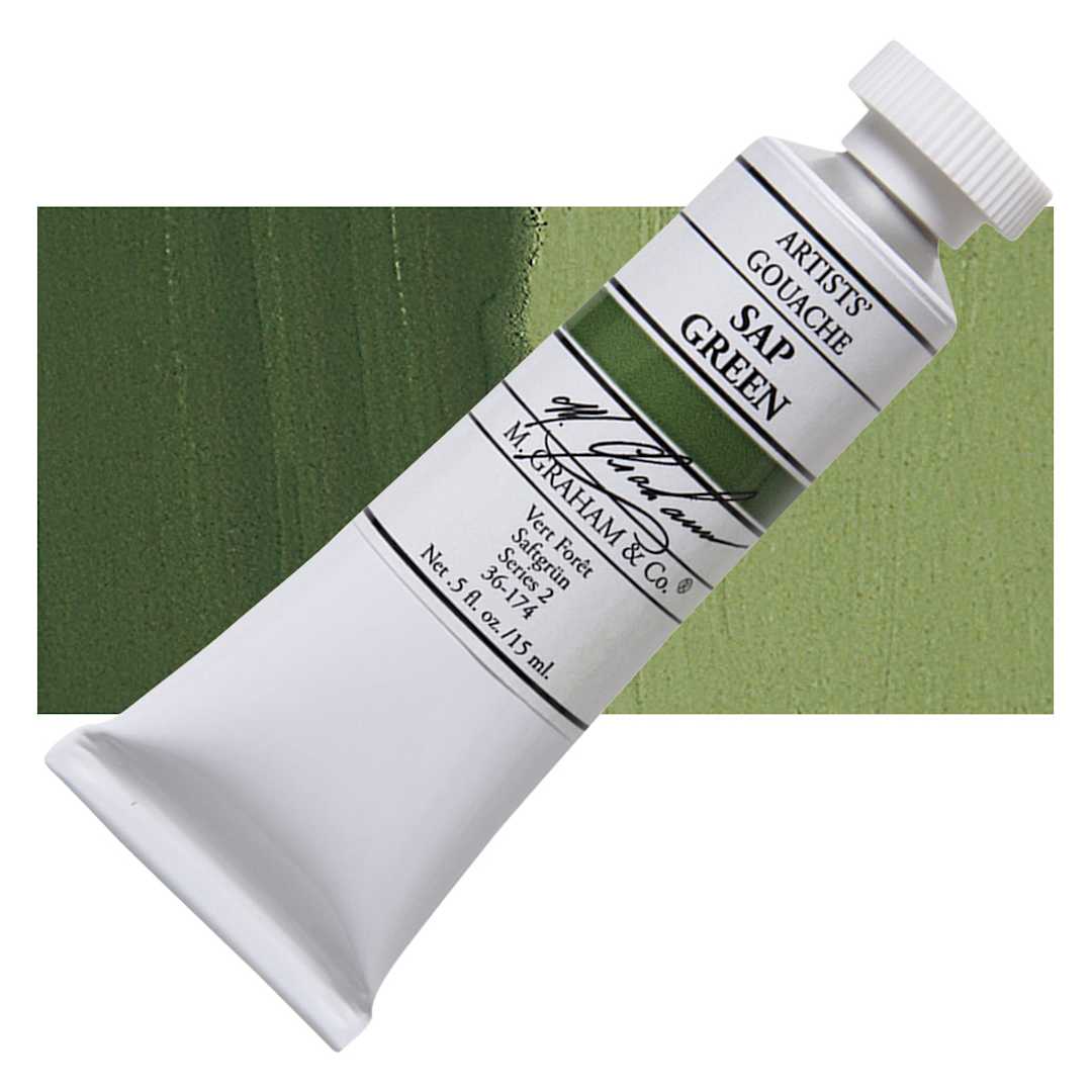 Open in modal - M. Graham Artists' Gouache - Sap Green Permanent, 15 ml tube and swatch