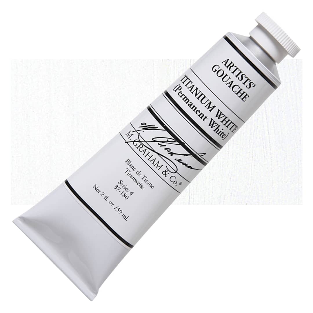 Open in modal - M. Graham Artists' Gouache - Titanium White, 59 ml tube and swatch