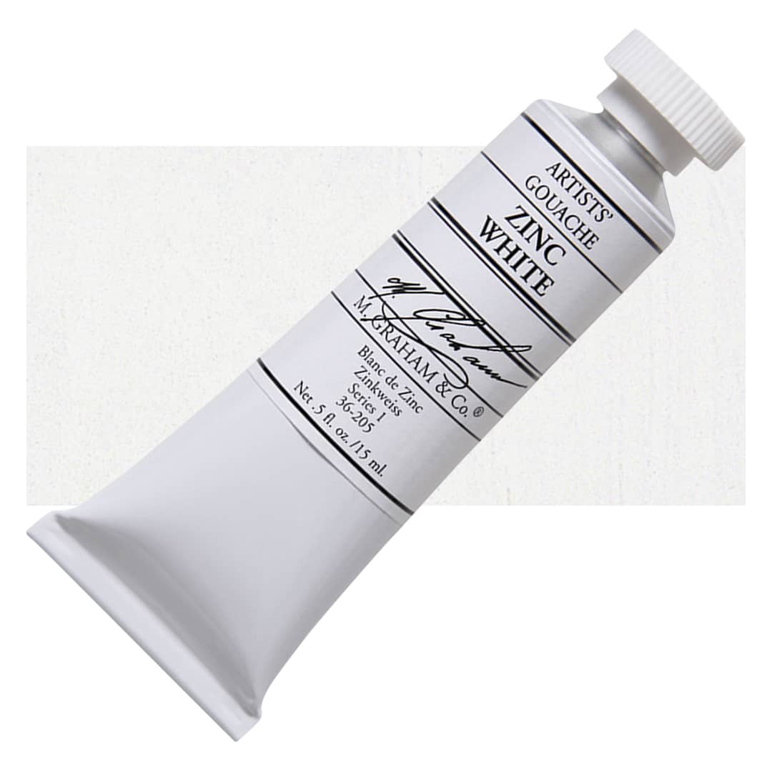 Open in modal - M. Graham Artists' Gouache - Zinc White, 15 ml tube and swatch