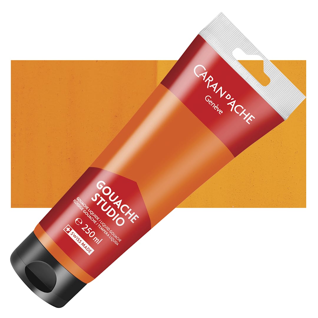 Open in modal - Caran d'Ache Studio Gouache - Orange, 250 ml, Tube and swatch